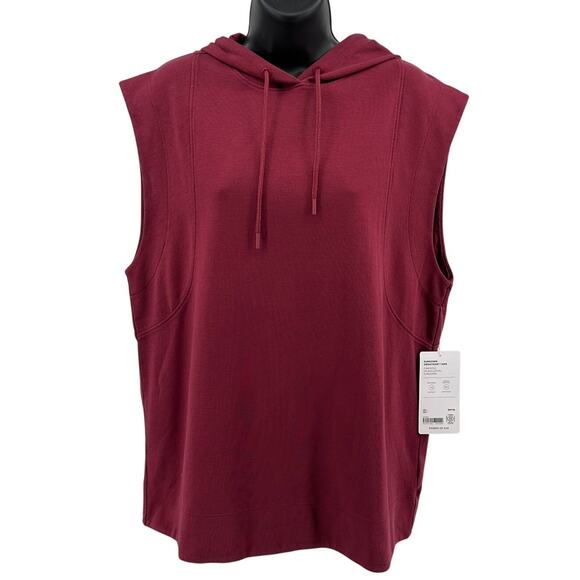 Athleta Sundown Sweatshirt Tank WMNS S Berry Hooded Drawstring Pullover Athletic - Picture 1 of 10